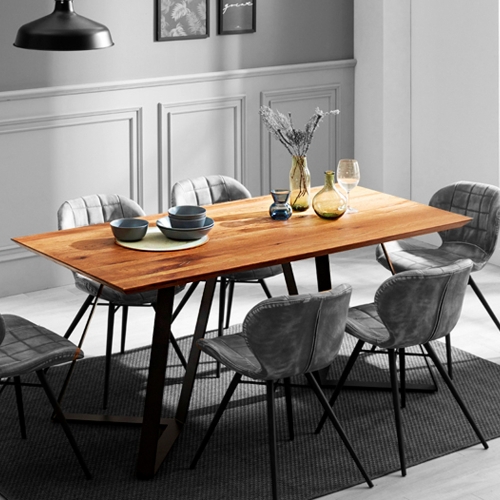 델리아 오크 원목 6인 식탁 테이블(철재형)