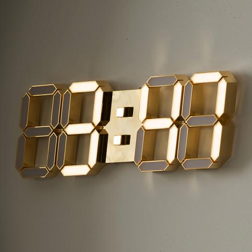국산 루나리스 24K 금도금 샴페인골드 3D LED 벽시계 LG전구 38cm