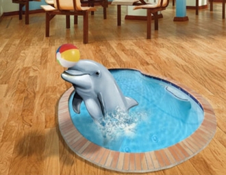 D트릭아트 (바닥형) - 돌고래 (수영장) (150x223cm)